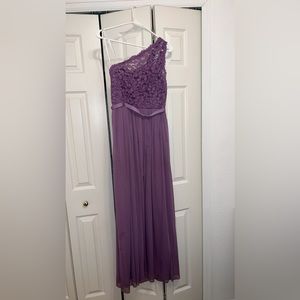 David’s bridal purple one shoulder